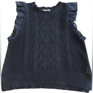 Anthropologie Black Pointelle Pullover Sleeveless Top Sz. Small